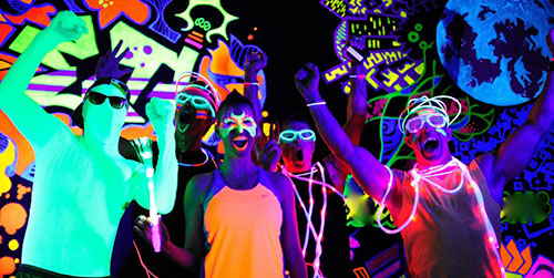 ACCESSORI FLUO, GADGET UV. GADGET FLUO, FLUO PARTY, ABBIGLIAMENTO FLUO,  FLUORESC