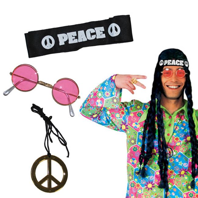 3 Pezzi Set di Costumi Hippie Include Occhiali da Sole Orecchini con Segno di Pace e Fascia in Girasole per Donne Ragazze Festa di Carnevale Indossando 