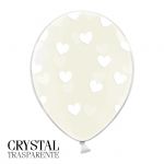 6 PALLONCINI CRYSTAL - CUORI BIANCHI - 30 cm