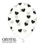 6 PALLONCINI CRYSTAL - CUORI NERI - 30 cm