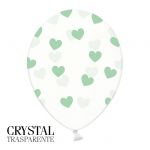 6 PALLONCINI CRYSTAL - CUORI MENTA - 30 cm