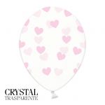 6 PALLONCINI CRYSTAL - CUORI ROSA - 30 cm