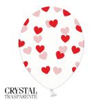 6 PALLONCINI CRYSTAL - CUORI ROSSI - 30 cm