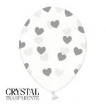 6 PALLONCINI CRYSTAL - CUORI ARGENTO - 30 cm