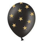 6 PALLONCINI PASTEL NERI - STELLE ORO - 30 cm