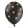 6 PALLONCINI PASTEL NERI - STELLE ORO - 30 cm